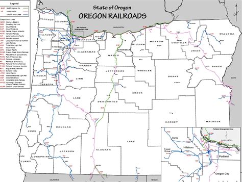 Free Oregon Railroad Map And The 8 Major Railroads In Oregon