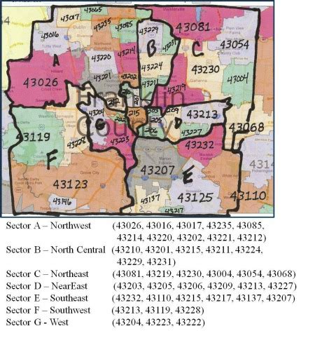 Franklin County Ohio Zip Code Map – Map Vector