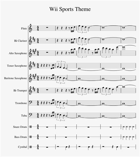 Wii Sports Theme Sheet Music For Flute Clarinet Alto - Sheet Music - Free Transparent PNG ...