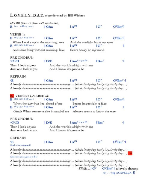 Lovely Day (Lyrics & Chords) | PDF