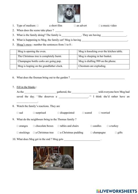 Mog's Christmas Calamity online exercise for | Live Worksheets