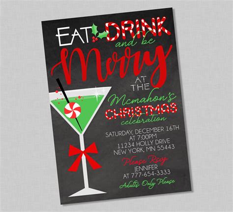 Eat Drink & Be Merry Holiday Party Invitation EDITABLE INSTANT DOWNLOAD ...