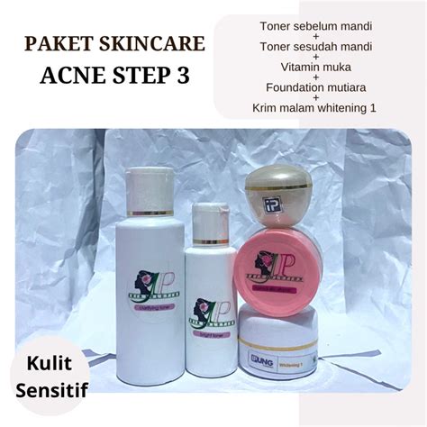 Jual [IPUNG] paket wajah jerawat acne step 3 untuk kulit sensitif (krim ...