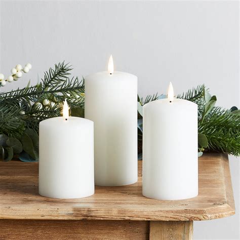 TruGlow® White LED Pillar Candle Trio | Lights4fun.co.uk