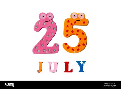 July 25th. The picture July 25, on a white background. Summer day Stock Photo - Alamy