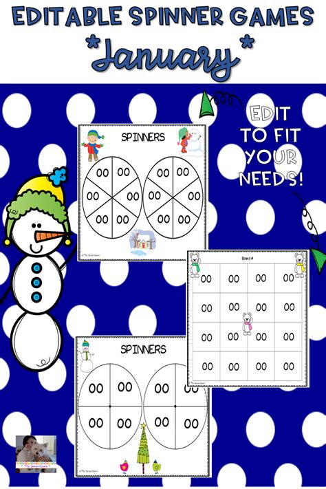 EDITABLE Spinner Games January | Hands on activities, Activities, Elementary schools