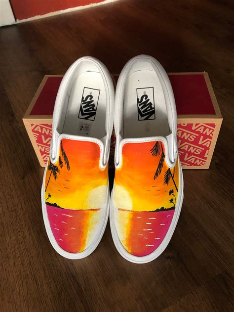 Sunrise or Sunset off the Wall Vanssummer Beach Vansslip-on | Etsy