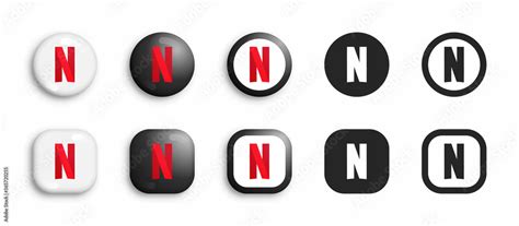 Netflix Vector Icons Set In Modern 3D And Black Flat Style Isolated On White Background. Popular ...