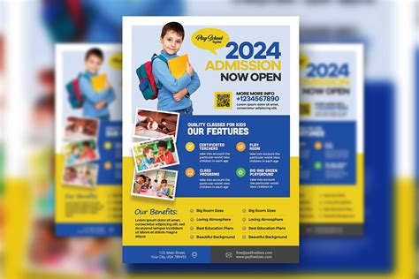 Grid Playful School Admission Flyer Template (FREE) - Resource Boy