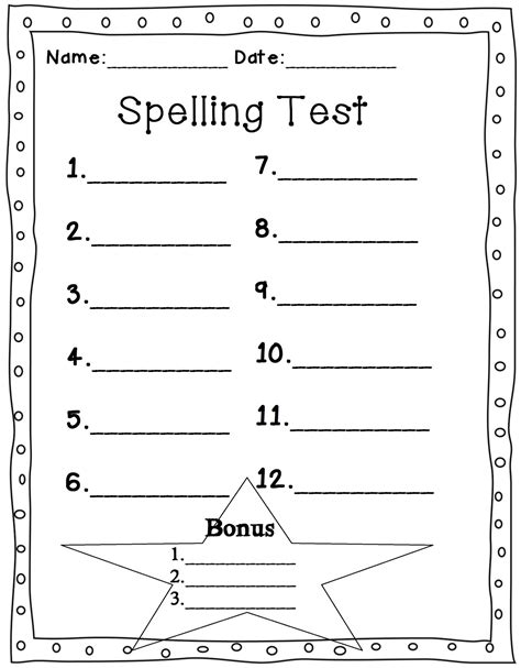 First Grade Spelling Test