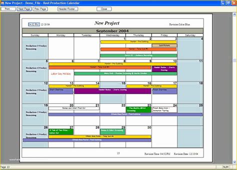 Film Schedule Template Free Of Production Calendar Template ...