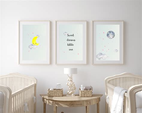 Moon Nursery Moon Nursery Decor Stars Prints Sweet Dreams Art - Etsy