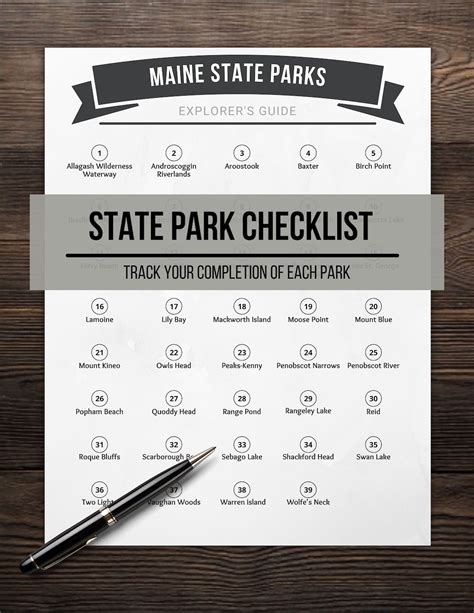 Maine State Park Checklist Hiking Journal Trail Tracker ME Hiker Gift ...