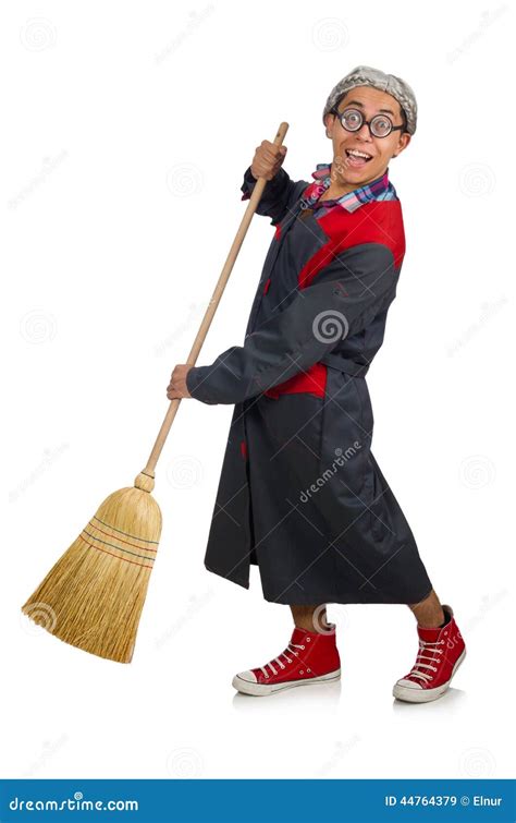 Funny janitor isolated stock image. Image of industry - 44764379