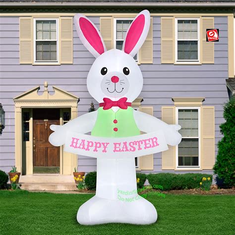 12 1/2' Gemmy Airblown Inflatable Giant Easter Bunny w/ Happy Easter Banner