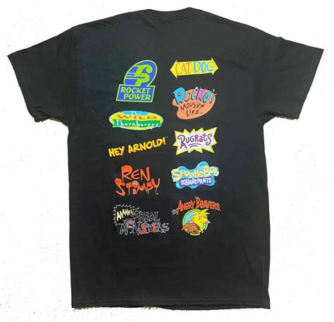 Nickelodeon 80s,90s Classic Cartoon Series Characters Back Print Logo Tee Shirt - T-Shirts