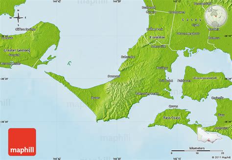 Physical Map of Mornington Peninsula