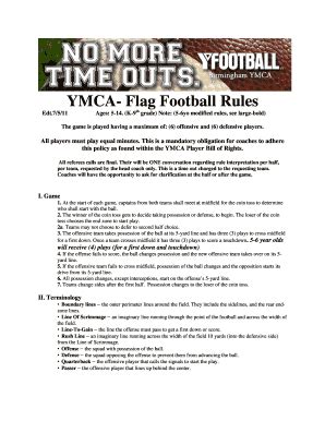 Fillable Online Flag Football Rules - Ymca Fax Email Print - pdfFiller