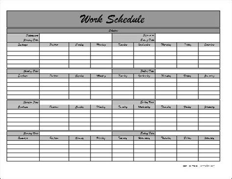 Free Fancy Monthly Work Schedule from Formville