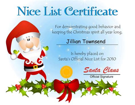 Free Santa Nice List Certificate Template | Search Results | Calendar 2015