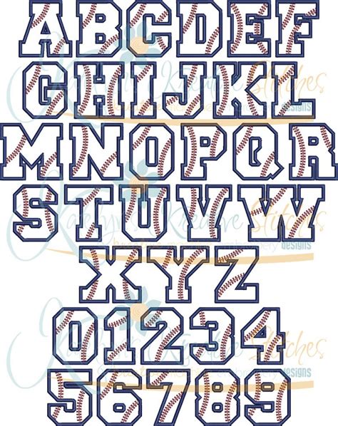 Baseball Applique Font - 5 Sizes