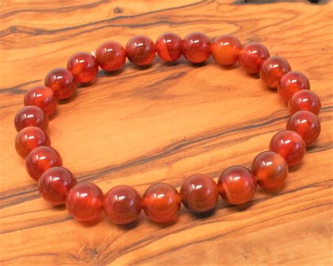 Carnelian Bead Bracelet: 6 mm or 8 mm Round Crystals (Premium Grade ...