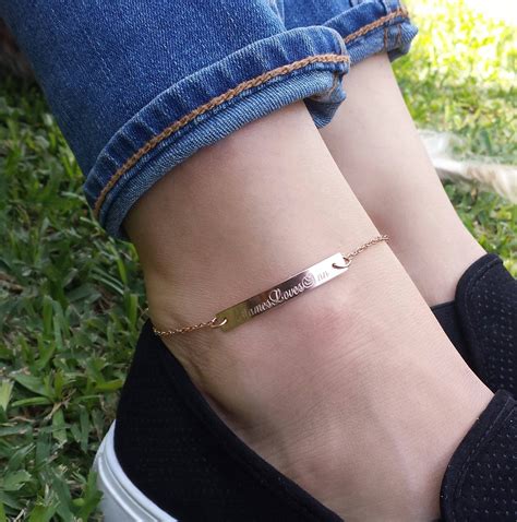 Personalized Bar Anklet Custom Gold Anklet Rose Gold Anklet | Etsy