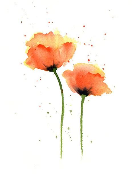 Watercolor Flower Art - Poppies Art Print - Orange Flower Wall Decor - Floral Painting | Floral ...