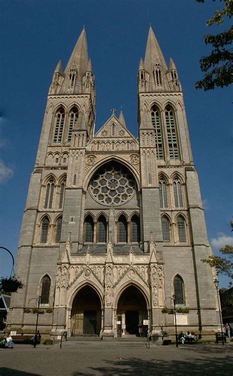 A perspective view of Truro Cathedral West Front in the late afternoon ...