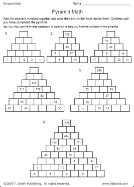 Education World Work Sheet Library: Pyramid Math | Education World