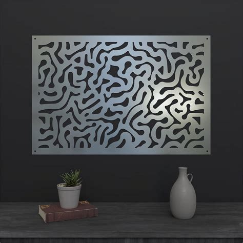 Stainless Steel Metal Wall Decor Art in Metallic Silver - Maze ...