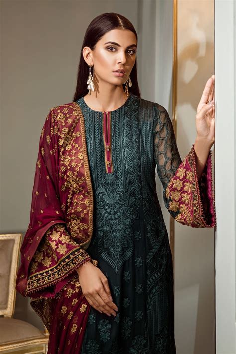 Pakistani fancy dresses with lavish embroidered panels – Nameera by Farooq