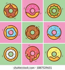 Donut Cartoon Illustration Rainbow Donut Sprinkles Stock Vector ...