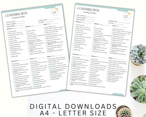 Construction Cleaning Checklist Template, Editable Canva Templates for ...