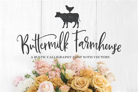 Buttermilk Farmhouse Type & Graphics | Script Fonts ~ Creative Market