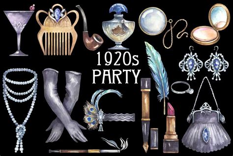 1920s Party Watercolor Clipart - Design Cuts