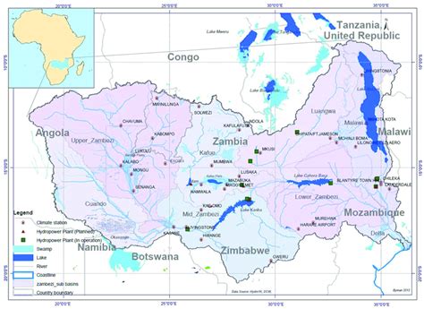 Zambezi River Basin with major sub basins. The red indicates the... | Download Scientific Diagram