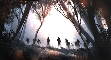 Online crop | tall trees and zombies painting, fantasy art, zombies, forest, trees HD wallpaper ...