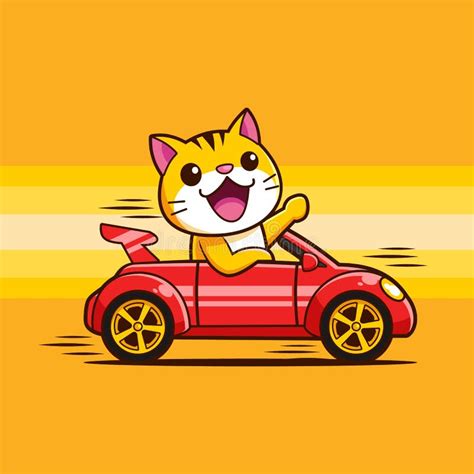 Cat Driving Car Cartoon