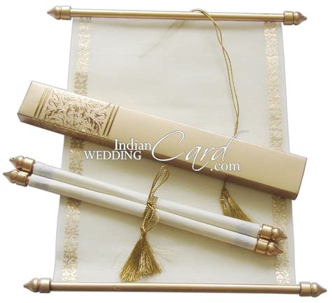 S865, Gold Color, Shimmery Finish Paper, Scroll Invitations, Jewish Invitations, Anniversary ...