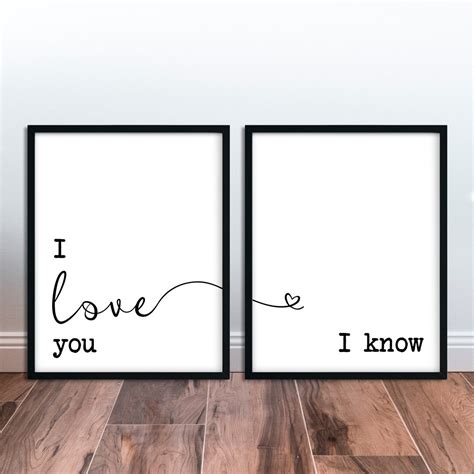 I Love You I Know Love Gift Printable Romantic Quote Print Set - Etsy