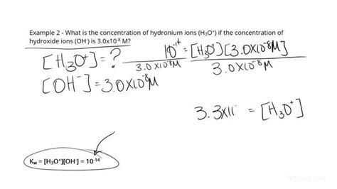 Interconverting Hydronium & Hydroxide Concentration at 25 Degrees Celsius | Chemistry | Study.com