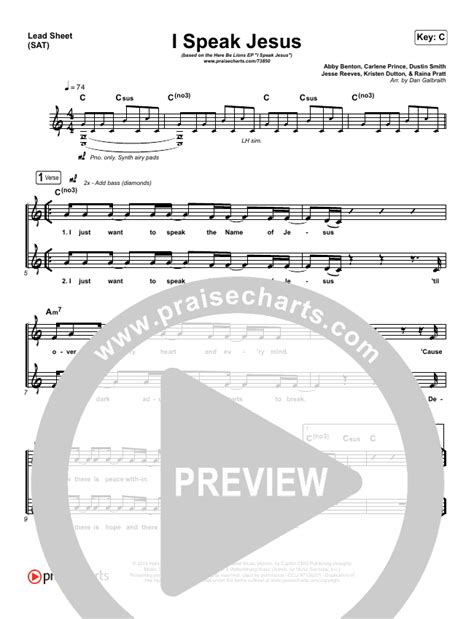 I Speak Jesus Sheet Music PDF (Here Be Lions) - PraiseCharts