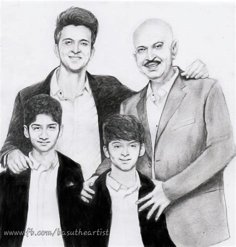 Hrithik Roshan Family Pencil Sketch