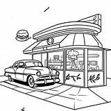 1950s Retro Diner Scene Coloring Page 42663 34225 sketch template