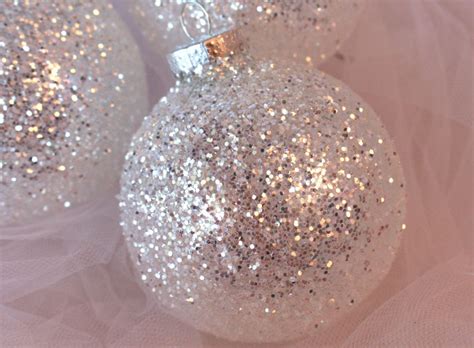 White & Silver Glitter Christmas Tree Ornaments - Two Sisters