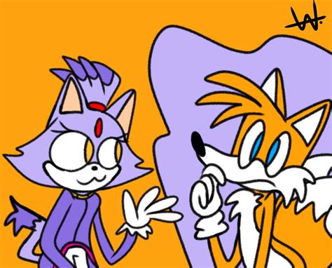 Tails and Blaze just kinda being there by DrewDrawsStuff on DeviantArt