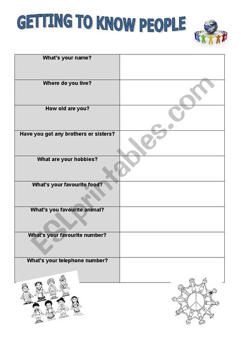 Getting to know each other - ESL worksheet by sunrise7