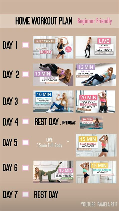 Pamela Reif - Week 8 | At home workout plan, At home workouts, Beginner ...