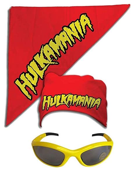 Hulk Hogan Hulkamania Bandana Sunglasses Costume -Red-Yellow